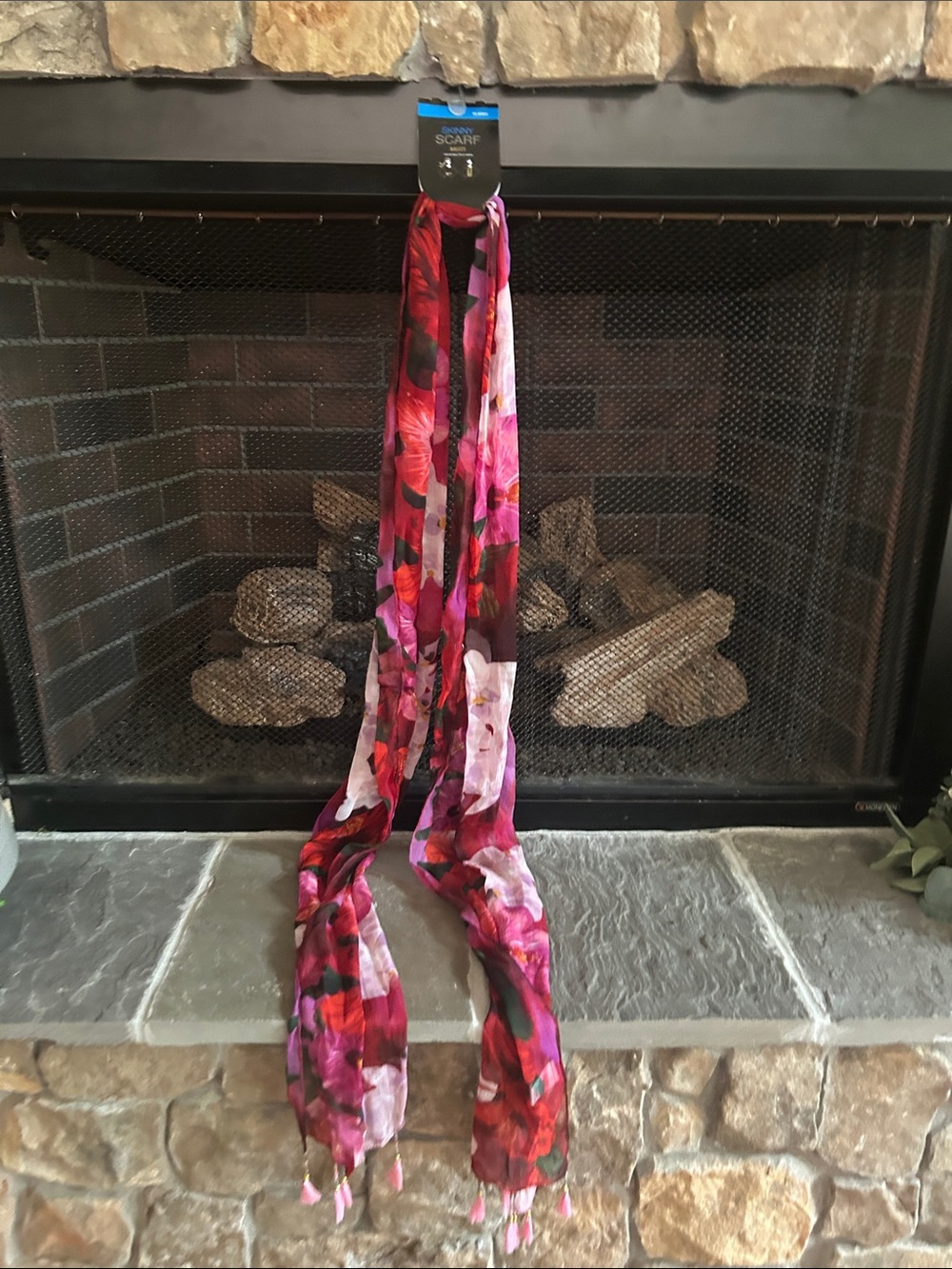 Mixit Pink & Red Floral Lightweight Scarf